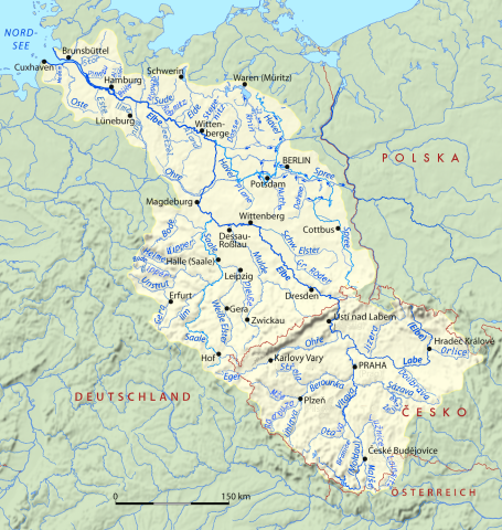 Das EInzugsgebiet der Elbe. CC NordNordWest, CC BY-SA 3.0 Das Einzugsgebiet der Elbe. Copyright: CC NordNordWest, CC BY-SA 3.0